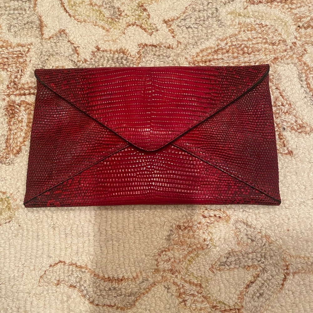 Michael Kors Red Lizard Clutch- like new